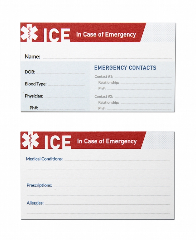 ice key mark zinder in case of emergency card template
